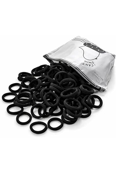 GENERAL Saavi Ponytail Holder (Black, Pack of 100) Cotton Mini Hair Elastic R...