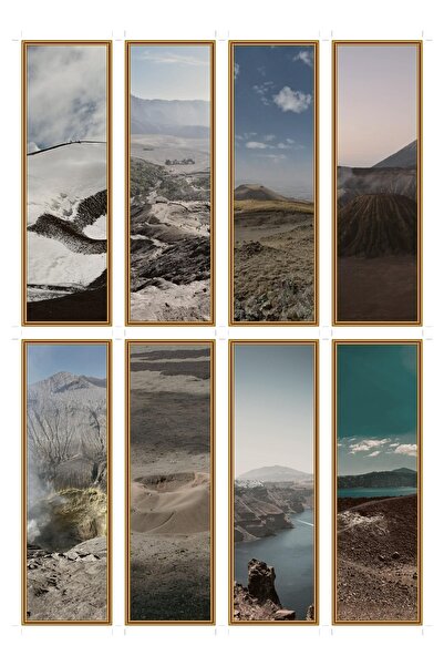 OEM Set 8 semne de carte caldeira vulcanica, design peisaj natura, carton pre...