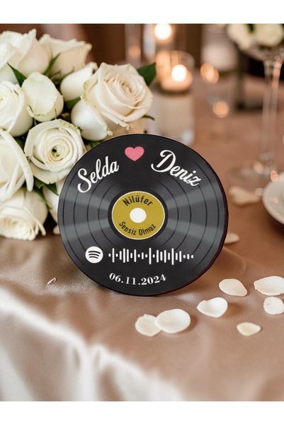 Masalsı Concept Nişan Söz İçin Kişiye Özel Magnet (20 adet) Hediyelik Düğün Hatırası 6 cm Ahşap magnet Spotify Ok