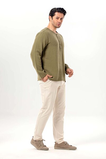 Eliş Şile Bezi Altay Long Sleeve Muslin Men's T-Shirt |   Summer Men's Tshirt...