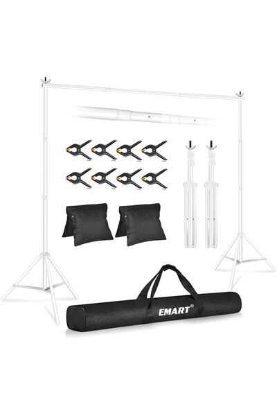 Emart حامل خلفية للتصوير الفوتوغرافي مقاس 10×7 قدم (ارتفاع × عرض)، أسود اللون