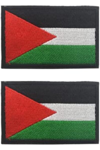 Generic 2pc Palestine Flag Embroidery Patch Backer for Hook & Loop Morale Pat...