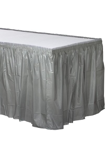 Generic Silver Plastic Table Skirt 14ft x 29in