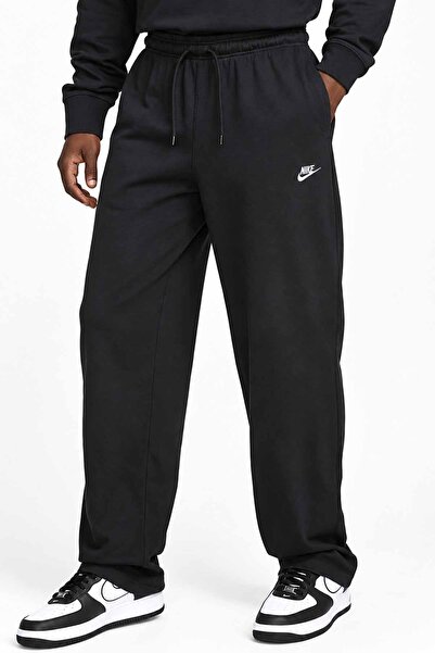 Nike Erkek Siyah Fleece Eşofman Altı Standart Kalıp Günlük Spor Pantolon