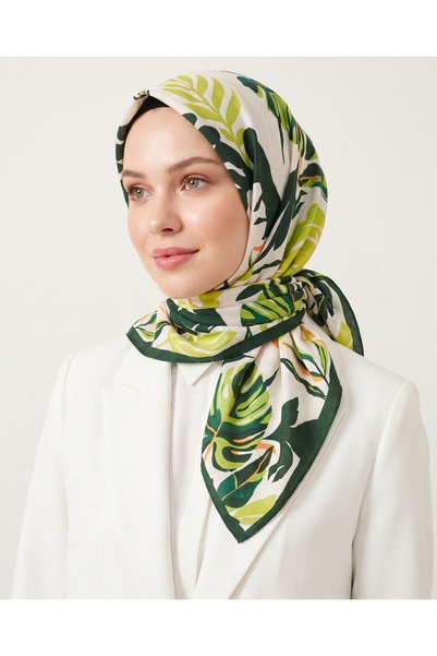 NAWA Monstera Desenli Floş Viskon Eşarp