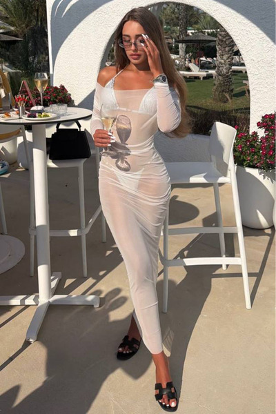 Bikini Mayokini Dünyası Φόρεμα παραλίας Natalia Lessa - Λευκό