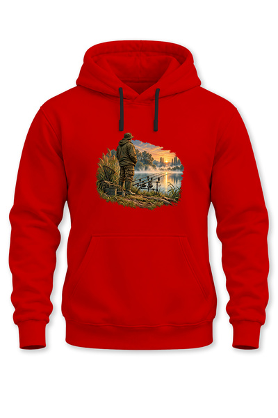 WİDİ Hanorac cu glugă cu imprimeu Carp Fishing, unisex, pentru pescuit în aer...