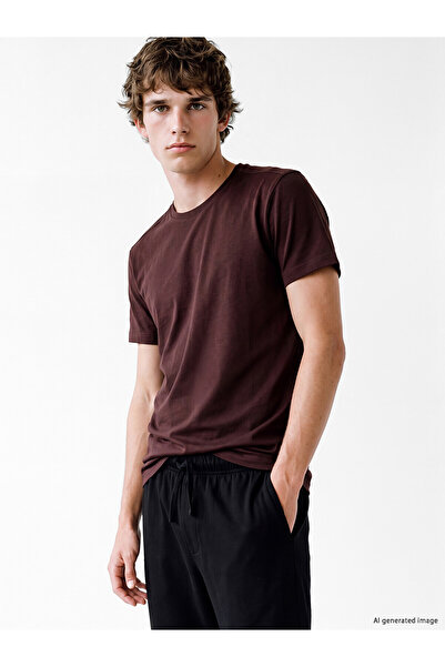 LC Waikiki Nevavm with Difference Plum Combed Cotton Plain Short Sleeve Men's...