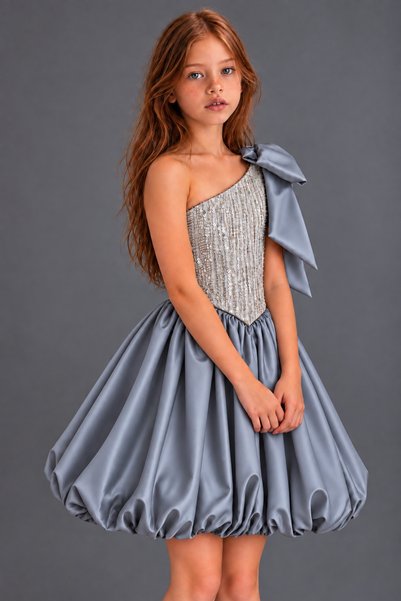 Laviella Kids Couture Kız Çocuk Pul Payet Detaylı Fiyonklu Tasarım Elbise
