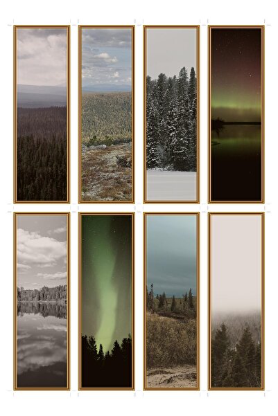 OEM Semne de Carte Set de 8 Panorame Boreale, Peisaje Arctice, Carton Rezistent