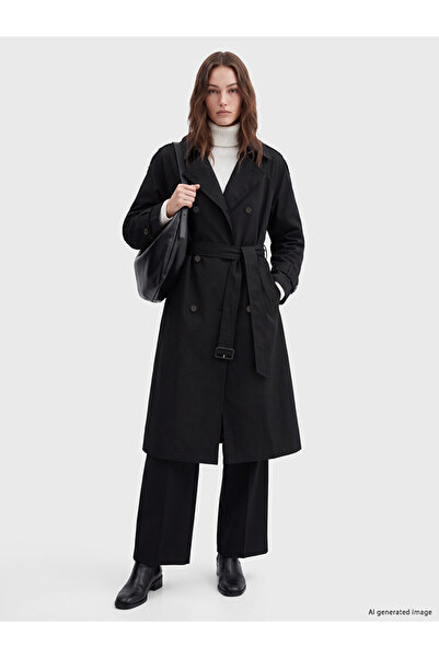 LC Waikiki Uzg Store's Women's Trench Coat with High Collar and Belt for Styl...