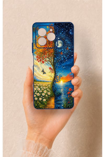 Vip Case Omix X7 Compatible Sky and Earth Patterned Silicone Case