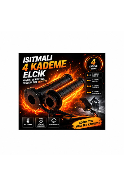MOTOSİKLET ISITMALI ELCİK TAKIMI 4 KADEMELİ ÜNİVERSAL