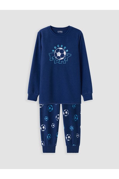 LC Waikiki Set de Pijamale Polar pentru Băieți cu Guler Rotund