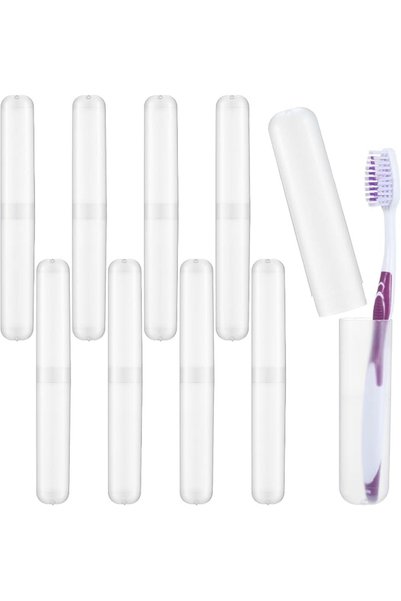 TERRIFI 8 PCS Toothbrush Travel Case, 2.7x19cm Portable Brush Holder Containe...
