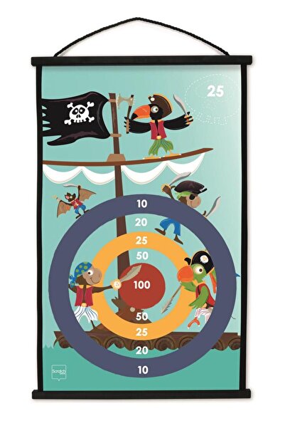 Scratch Start To Dart Pirate, Double-Sided Suction Cup Dart Game with 6 Darts