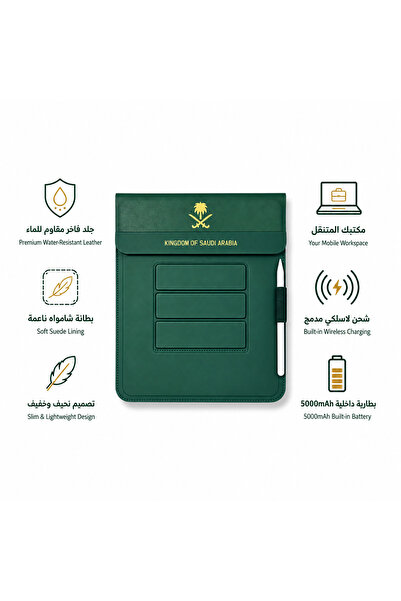 LAVN Luxury Original Saudi Arabia Logo Soft Leather iPad Case with Wireless C...