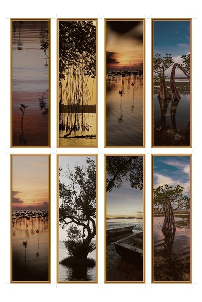 OEM Set 8 Semne de Carte Tematica Amurg de Mangrovia, Design Elegant, Carton ...