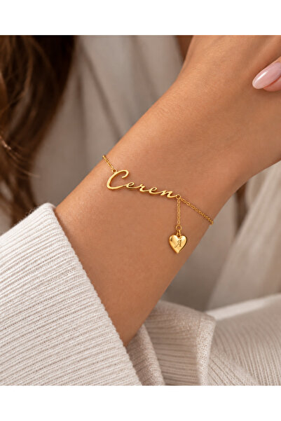 ATÖLYE ALBATROS Women's Bracelet - Women's Steel Bracelet with Heart and Name...
