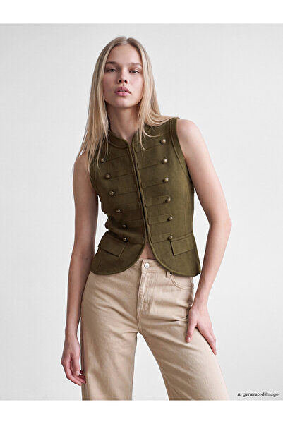 LC Waikiki Women's Knitted Vest with Baseball Collar