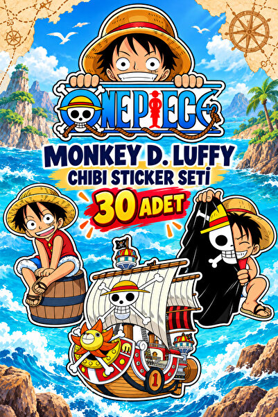 One Piece Monkey D. Luffy Chibi Sticker Seti 30 Adet | Anime Çıkartma Paketi