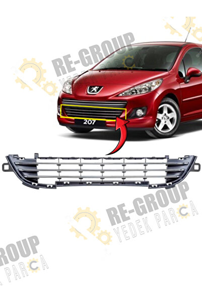 PEUGEOT 207 ÖN TAMPON ALT ORTA IZGARASI 3 KROM ÇITALI 2009 SONRASI - 7422C4