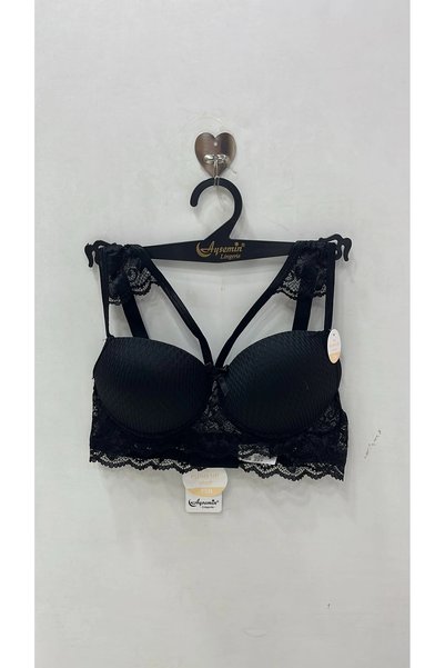 AYSEMIN Women's Front Crossed Drawstring Shoulder Lace Padded and Underwire Bra