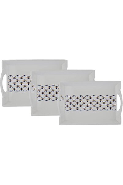 Alsaif Home AlSaif Rectangular Pattern Blue Design Deep Melamine Serving Tray...