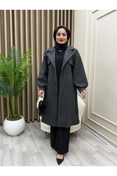 azeldembutik Premium Modern Kaşe Kaban Ful Beden Tela Lamineli