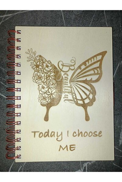 Generic Brand Agendă A5 din lemn „Today I Choose Me” – copertă reutilizabilă,...