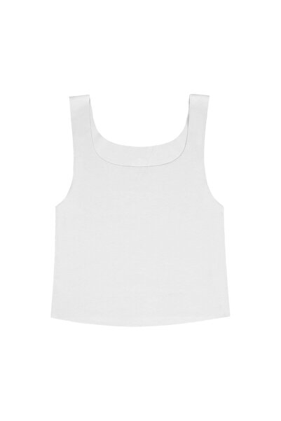 Bolero Women's White Crop Tank Top, Laser Cut Seamless Crop