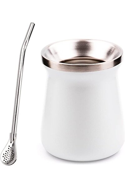 SYOSI Stainless Steel Yerba Mate Cup Set - 8oz Double Walled Gourd with Bombi...