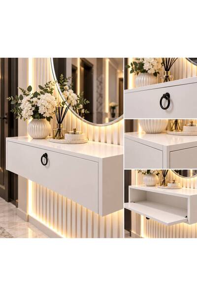 SEVEREVİM Modern Duvar Tipi Dresuar – Aşağı Açılır Kapaklı Dekoratif Dolap %100 mdf (70x27x20) ECO