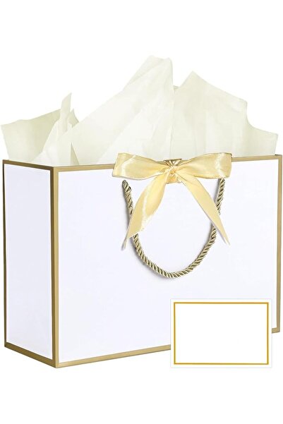 Yelajoy 10-Pack Large Gift Bag with Ribbon & Greeting Card – Sturdy Handles, ...