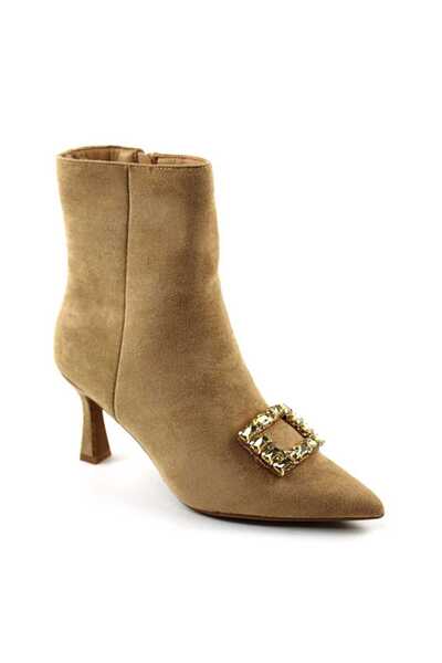mm Botine elegante de dama , cu catarama decorativa 507-BEIGE