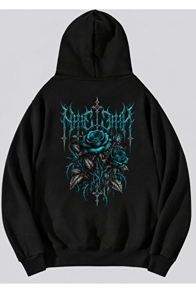 Ice Cyan Tasarım Baskılı Premium Hoodie Kapuşonlu Oversize Sweatshirt