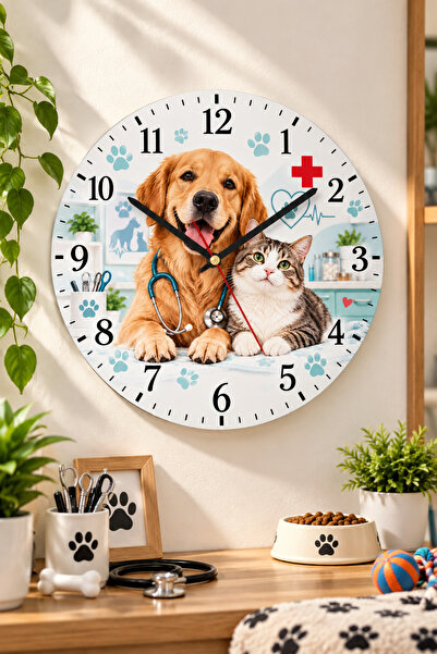 AA Shop Zidni sat sa veterinarskom tematikom 45 cm Veterinarska klinika Mačka...