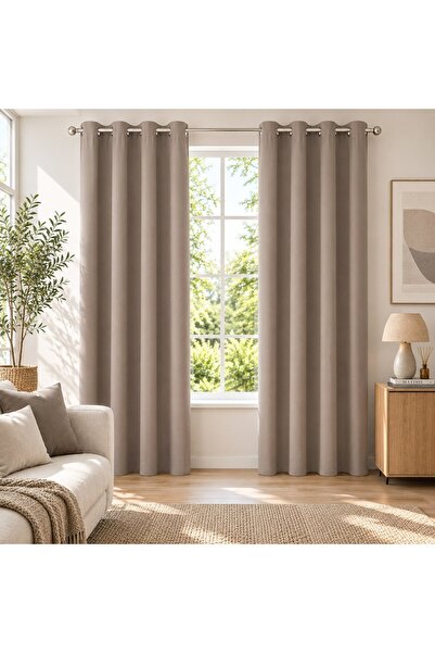 DD SHOP Draperie Decorativa Taupe cu Inele 140x260cm - Draperii, Decoratiuni ...