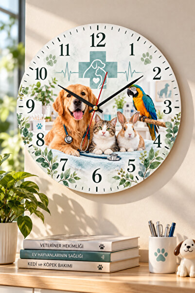 AA Shop Zidni sat sa veterinarskom tematikom 45 cm Veterinarska klinika Mačka...