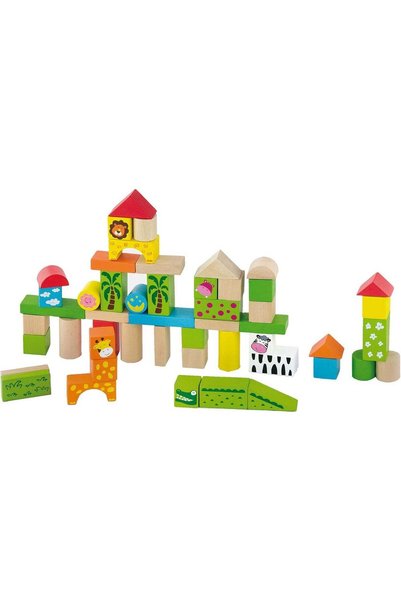 Generic VIGA Wooden Zoo Blocks - Montessori Animal Theme Building Blocks Toy ...