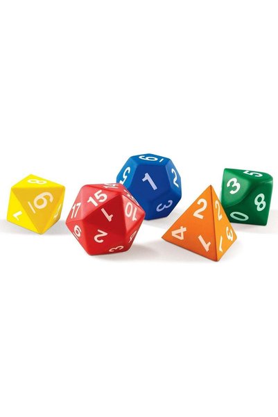 Generic Learning Resources Jumbo Foam Polyhedral Dice Set - 5 Dice with 4, 8,...