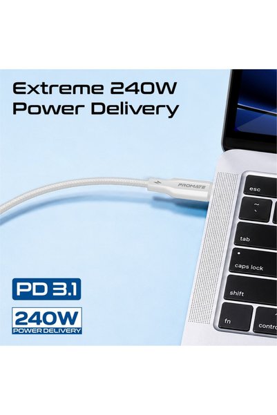 Generic Brand Promate USB-C to USB-C Cable, 240W Power Delivery Fast Charging Cable with E-Marker Chip, Durable TPE Construction, 1meter Type-C Cable for Laptops, Tablets & Smartphones (XCord-CC240W)