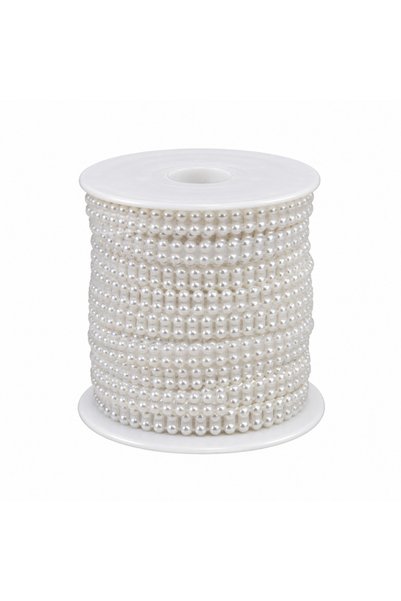 Renk İthalat Șiruri duble de mărgele albe de 4 mm, 22,5 metri, mărgele tăiate pentru decorare, ambalare, hobby, lucru manual