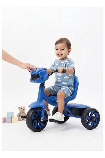 Generic Kids Tricycle with Music & Lights, EVA Wheels, Steel Frame, Rear Stor...