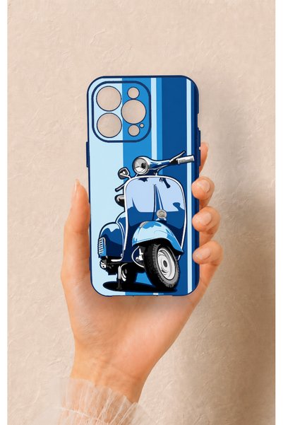 Vip Case حافظة سيليكون بنمط سكوتر أزرق متوافقة مع هاتف iPhone 13 Pro Max