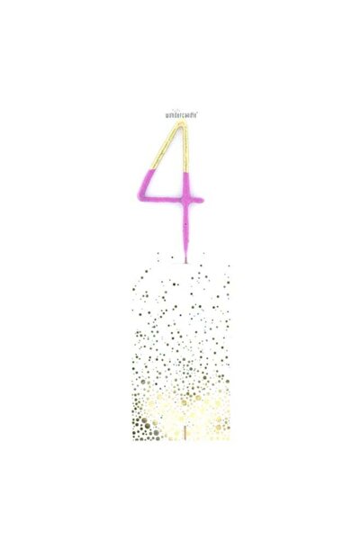 Generic Bicolor 2-Tone Gold Pink Celebration Candle Number 4 Decorative Cake ...