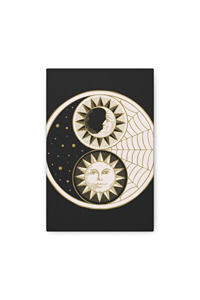 stickerino Tablou pe pânză Yin Yang Soare și Lună 14x23 cm