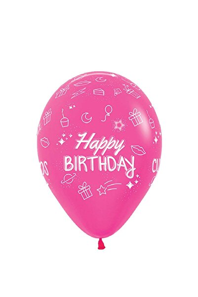 Generic Sempertex 50 pcs,12'' Round Balloon, Neon Assorted, Happy Birthday, L...