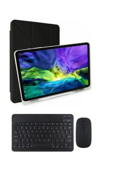 ebulduk Galaxy Tab A9 PLus / A11 Plus Uyumlu Kılıf Kalem Bölmeli Yatay ve Dikey Standlı Smart Case Tablet Kılıfı +Bluetooth Klavye Mouse Set