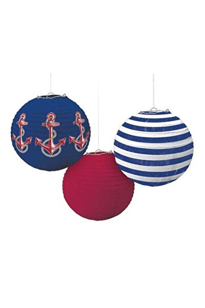 Generic 3-Piece Anchors Aweigh Paper Lanterns Set Birthday Theme Party Supplies